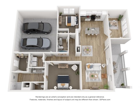 Floor plan for 2 beds, 2 baths, 1410 sqft
